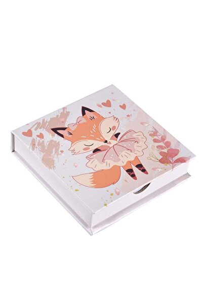 OEM Pink Notepad with Ballerina Fox Pattern 9.5x9.5x2.5cm - 150 Sheets