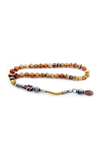 PİGADO 1000 Ayar Gümüş Trabzon Kazaz Püsküllü Opal Doğaltaş Tesbih