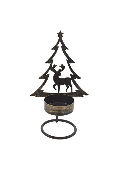 OEM Sfesnic Decorativ de Craciun Metalic Bronz cu Model Brad Ø8,5x14cm