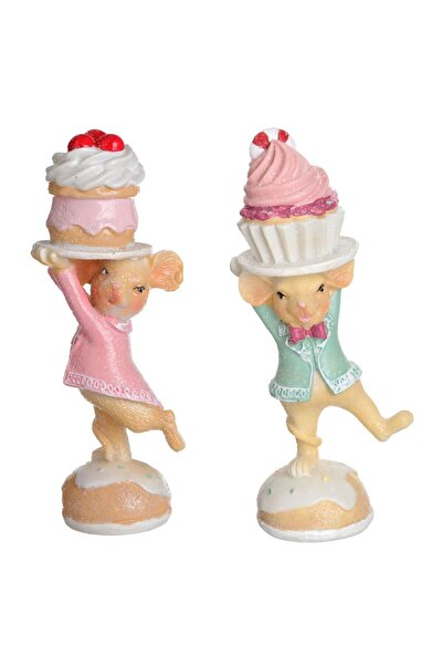 OEM Decoratiune de Craciun Soricel cu Tort Pastel Ø6x17cm