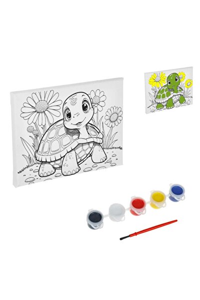 OEM Set Pictura Canvas Broasca Testoasa cu Culori & Pensula 20x15cm