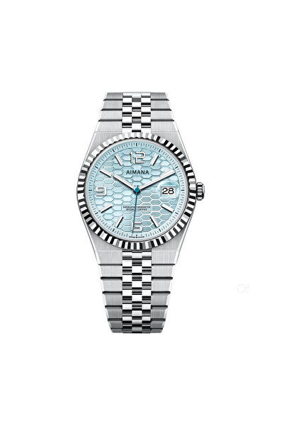 AIMANA Luxury Men's Watch - Ice Blue Honeycomb Dial, Stainless Steel Bracelet...