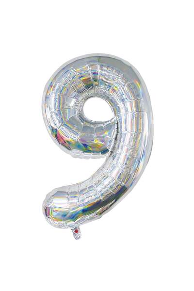 OEM Holographic Silver Foil Party Balloon No.9 - 82cm