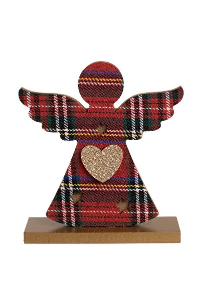 OEM Inger din Lemn Decorativ de Craciun Rosu in Carouri 12x14cm