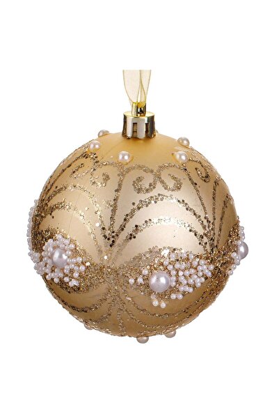 OEM Χριστουγεννιάτικο Στολίδι Δέντρου με Σαμπάνια και Γκλίτερ, Ø8cm