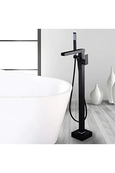 OEM Freestanding Bathtub Faucet with Waterfall, Floor, Square Frame, Matte Black