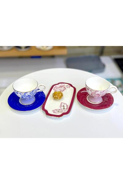 Mikasa Moor ELORİA 2 KİŞİLİK BORDO SUNUM TABAKLI TÜRK KAHVESİ FİNCANI-5 PARÇA