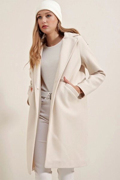 nedo7 9085 Kaşe Coat - Ecru