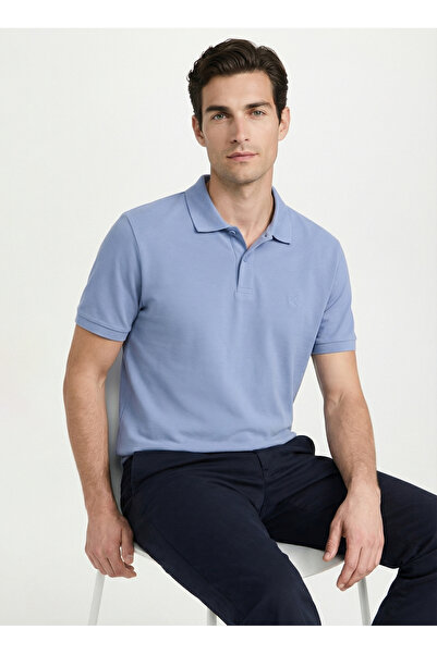 Fabrika Düz İndigo Erkek Polo T-Shirt NOBRO CEPSIZ NB