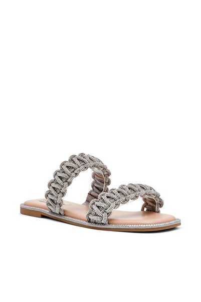 Steve Madden Womens Nyssa Silver Flat Sandals