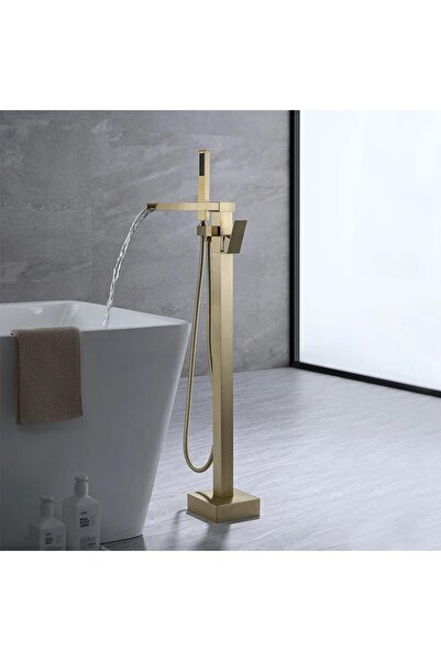 OEM Freestanding Bathtub Faucet with Waterfall, Floor, Square Frame, Brushed ...