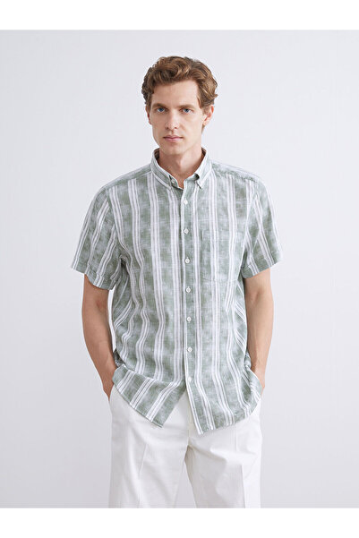 LC Waikiki Ozmarka New Season Regular Fit Short Sleeve Striped Poplin Men's S...