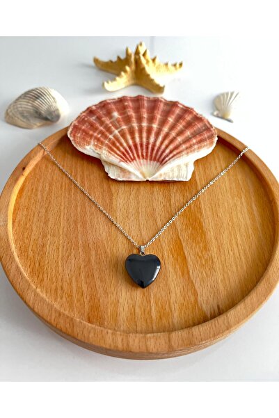 fiorentaş Oniks Kalp Uçlu Doğal Taş Çelik Kolye