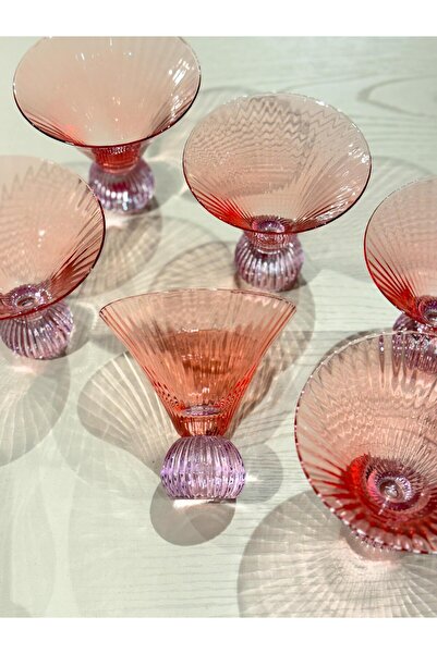 ROY KING Royking Konik Cup Bardak Pembe-Mor Kokteyl Kase Su Bardağı YV-496