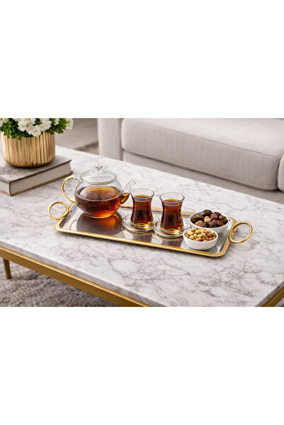Dania 🥂 Multi-purpose serving tray – luxurious silver and gold design | 31 x...