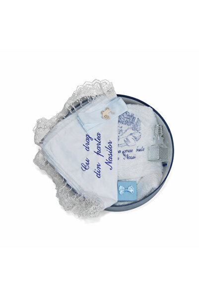 Dany Kids Fashion Baptism kit + bathing set in round box - navy blue