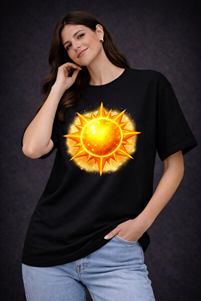 Me&On WEAR تي شيرت قصة فضفاضة للجنسين مصنوع من القطن بنسبة 100% مع أشكال ذات ...