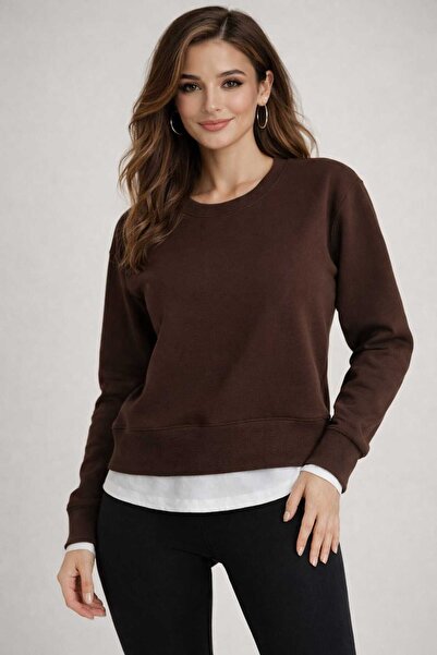 gigigiyim بقطع قماش مخيطة معاً سويت شيرت نسائي بثلاث خيوط مبطن بالصوف