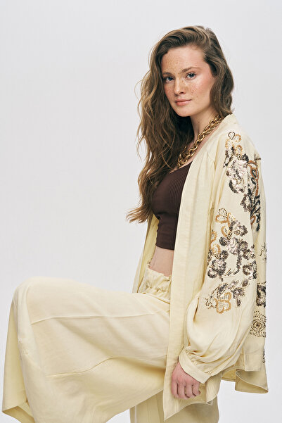 Orfeo Negro Kimono de lux din Liyosel O supradimensionat pentru femei, cu măr...