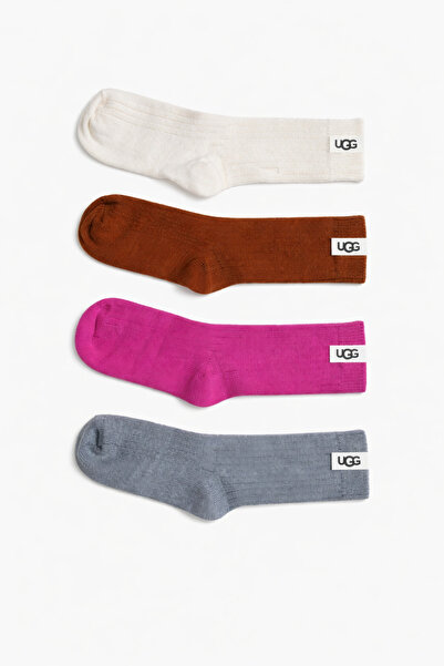 UGG Σετ 4 πολύχρωμων μάλλινων κάλτσων για γυναίκες.