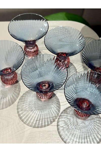 ROY KING Royking Konik Cup Bardak Mavi-Kırmızı Kokteyl Kase Su Bardağı YV-498