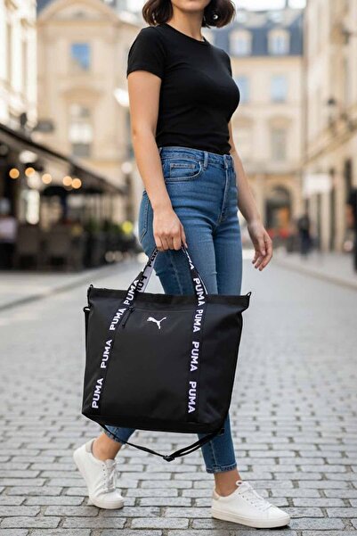 Puma حقيبة كتف نسائية من AT ESS Shopper باللون الأسود-C2