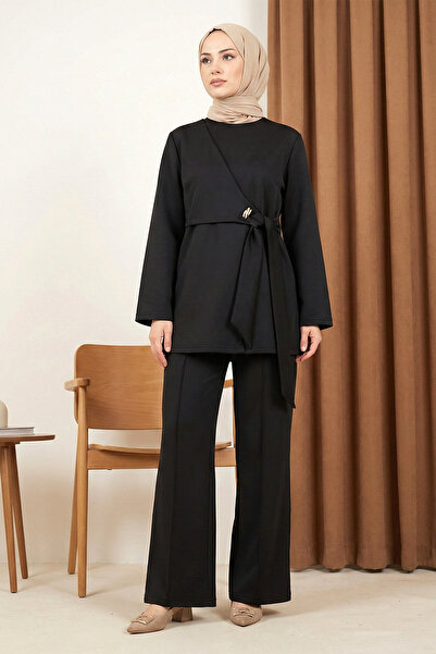 MODAQU Cross-Tie Tunic Pants Scuba Set - Black