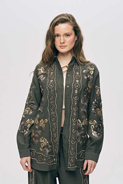 Orfeo Negro Women's Ethnic Sparkle Sequin and Bead Embroidered Luxury Lyocell...