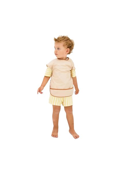 miniboni Long Sleeve Apron - Short Sleeve Apron Set - Beige