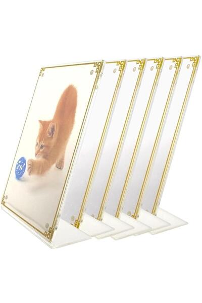 OEM Set 4 x photo frame, 13x18cm, transparent acrylic, magnetic, frameless de...