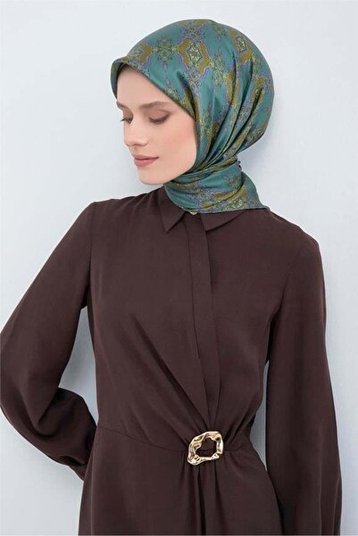 Armine Tivil Pure Silk Scarf 9522 - 80 Mint Green Lilac Batik Pattern