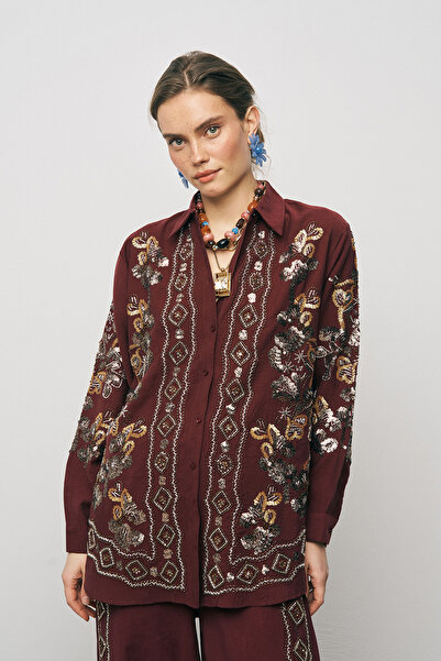 Orfeo Negro Women's Ethnic Sparkle Sequin and Bead Embroidered Luxury Lyocell...