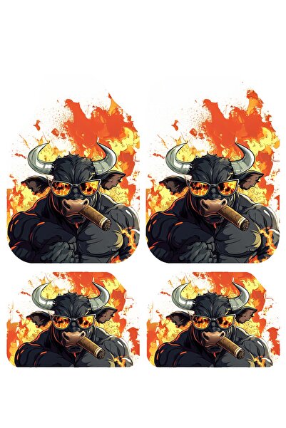 PATENTH BOĞA FİGÜRLÜ Desenli Dekoratif 4'lü Oto Paspas Takımı Tüm Araçlara Uy...