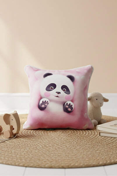 decofav Panda Love – Inner Filled Digital B Printed Velvet Children's Throw P...