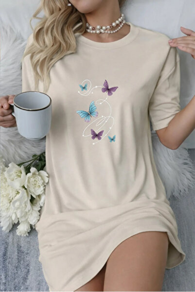 Pink Sky Plus Size Women's Short Sleeve Crew Neck T-Shirt Dress Nightgown