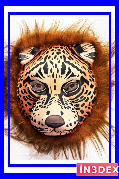 İN3DEX قناع زي الأسد الواقعي المصنوع من مادة EVA، مقاس 37