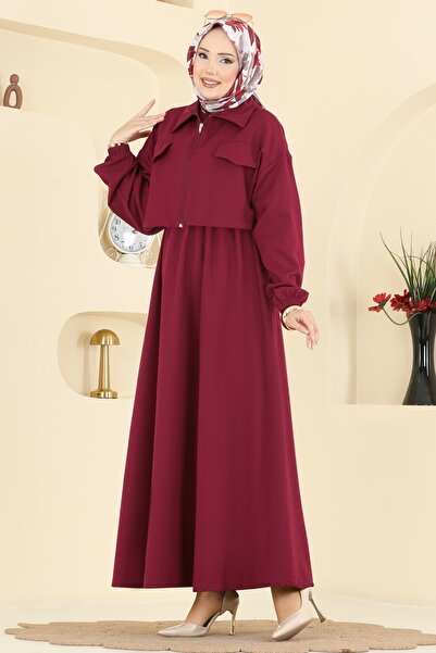 ModaMerve Aksesuar Cep Detaylı Takım 2778AYD574-MS Bordo