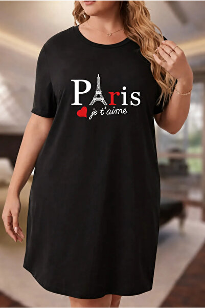 Pink Sky Rochie tricou cu mânecă scurtă pentru femei de mărime mare, cu decol...