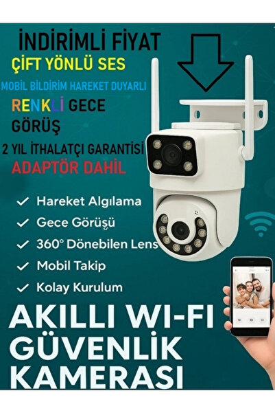 cnsvision Çift Kameralı WiFi PTZ Güvenlik Kamerası | Warm LED Renkli Gece Gör...