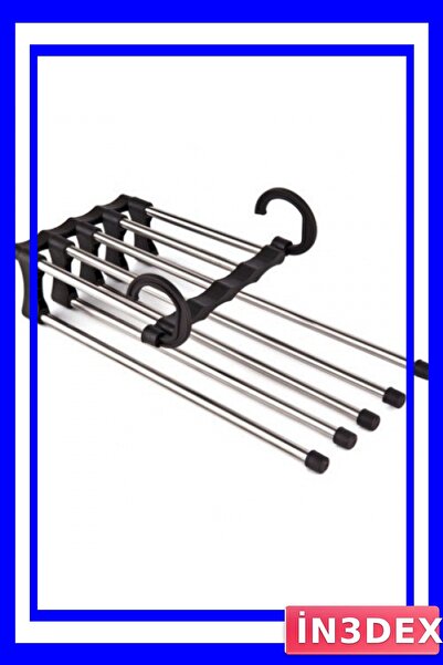 İN3DEX 5-Piece Chrome Trouser Hanger with Movable Mechanism