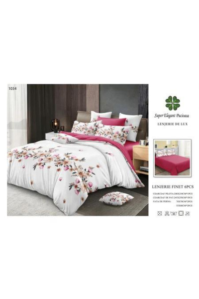 ANATOLIATEKSTILE Lenjerie de Pat Finet 6 Piese, Set Complet Matrimonial, Mode...