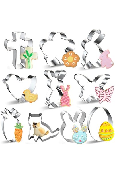 DELPI Set of 10 Cookie Cutters, Delpi, Easter and Spring Theme, Stainless Ste...