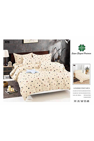 ANATOLIATEKSTILE Finet Bed Linen 6 Pieces, Complete Matrimonial Set, Modern M...