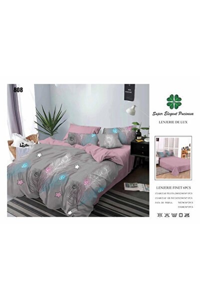 ANATOLIATEKSTILE Finet Bed Linen 6 Pieces, Complete Matrimonial Set, Modern M...