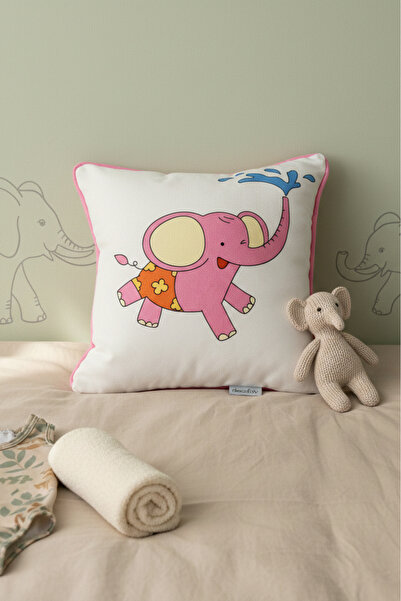 decofav Pernă pentru copii cu tematică elefant obraznic, umplută, cu textură ...