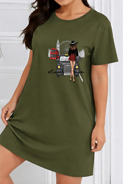 Pink Sky Rochie tricou cu mânecă scurtă pentru femei de mărime mare, cu decol...