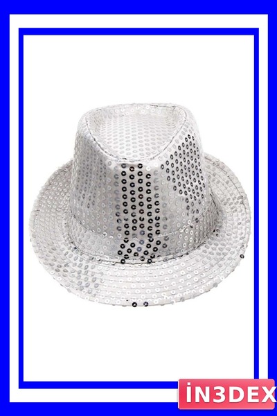 İN3DEX قبعة أطفال فورترا فضية اللون مقاس 54 مزينة بالترتر