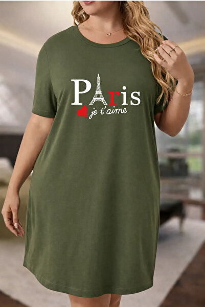 Pink Sky Rochie tricou cu mânecă scurtă pentru femei de mărime mare, cu decol...