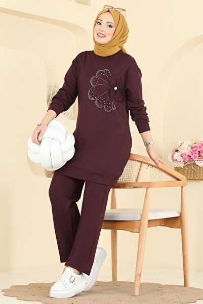 ModaMerve Çiçek Detay Modal Takım 2726AYD574-MS Bordo