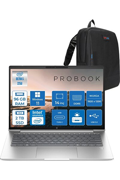 HP Probook 4 G1I Aı Ultra 5 225U 96GB Ddr5 2tb SSD W11HOME 14" WUXGA IPS C9FH...